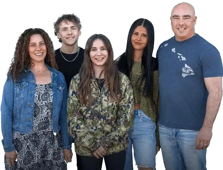 Family business owners photo cut out and retouched in Photoshop for social media posts