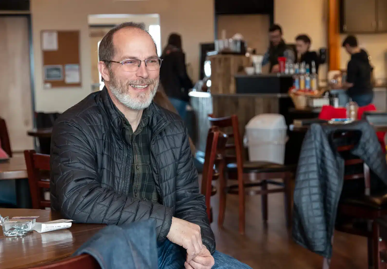 Business owner portrait inside a local restaurant and coffee shop in Alaska